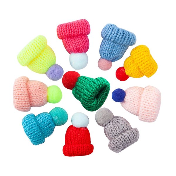 55 Pack DIY Mini Hat Koristeet Neulottu Hattu Lelut Lapset Tytöt Käsintehdyt askartelutarvikkeet (Sekalaiset värit) (3X5 cm, kuten kuvassa)