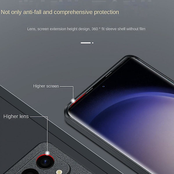 Kompatibel med Samsung S23 Ultra-fodral, konstlädermaterial, perfekt skydd, reptåligt och droppskyddat, lämpligt för alla tillfällen (lila)