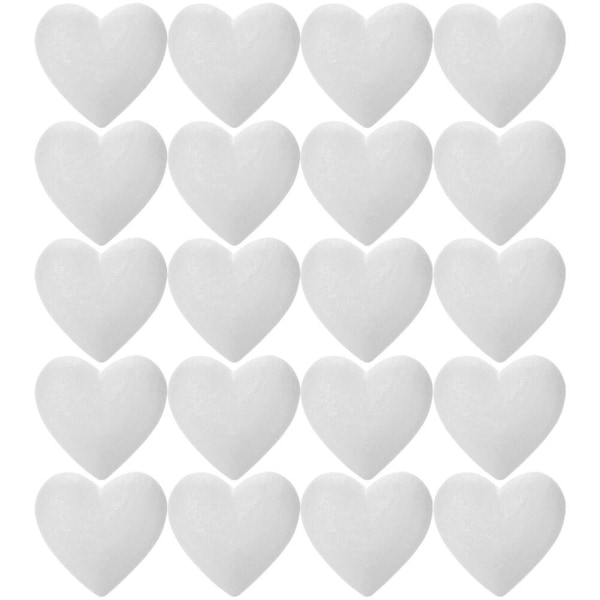 20 vaahtopalloa taidekäsityövaahtomuovi sydämenmuotoinen malli Tee itse häät ystävänpäiväkoristeet (5.00X5.00X4.00CM, valkoinen)