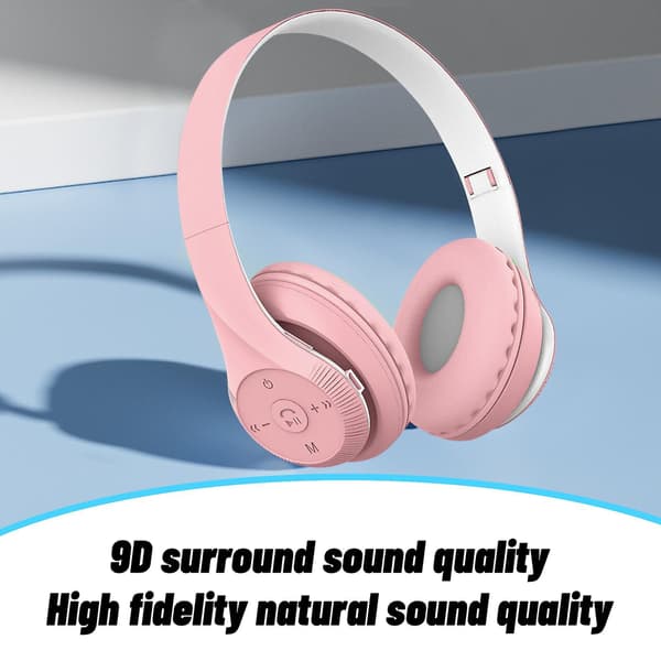 Trådlöst Bluetooth-headset som kan vikas ihop, hopfällbart sport- och spelheadset（Rosa）