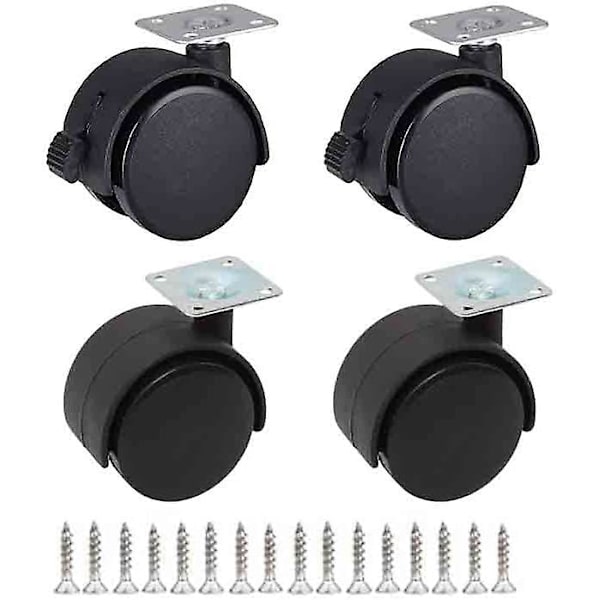 Swivel Stem Castor Wheels, 40mm Upp till 100kg, Möbel Castor Wheels Med Bromsar, Inga Golvmärken Tyst 360 Smidig Rotation Caster För Möbler, 2 Ca