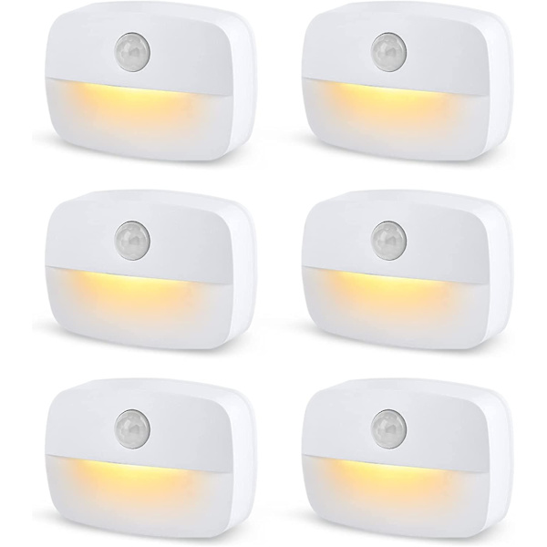 6 stk. Acsergery hvitt LED-nattlys med lekeplass, nattlys med 3m