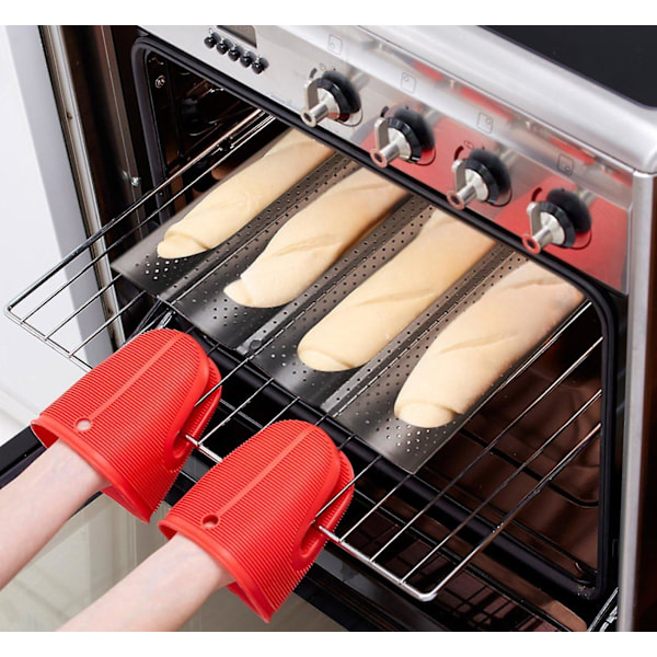 Baguetteform i bakplåt med non-stick-beläggning för bakning (4 fack) kolstål