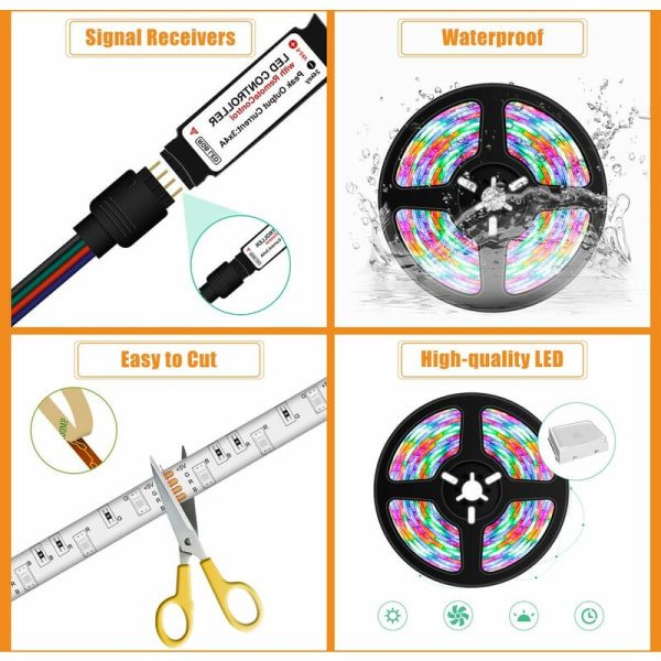4M RGB LED-remsor med 24-tangenters fjärrkontroll 16 färger Flexibla LED-lampor Vattentät TV-bakgrundsbelysning USB-driven tejplampa för heminredning