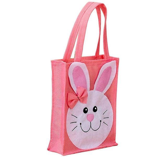 Påskhare Väska Kanin Tote Väska Påsk Tote Väska Ägg Present Godis Leksak (40X20CM, Rosa)
