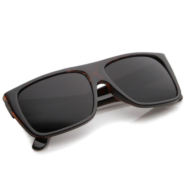 Retro Flat Top Brede Stang Eazy E Style Rektangulære Solbriller 57mm（Skildpadde Røg）