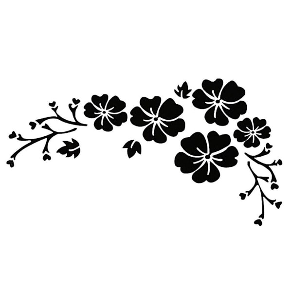 1 st blommiga dekoration bilklistermärken chic bil dekaler dekorativa karossklistermärken (30X14cm, svart)