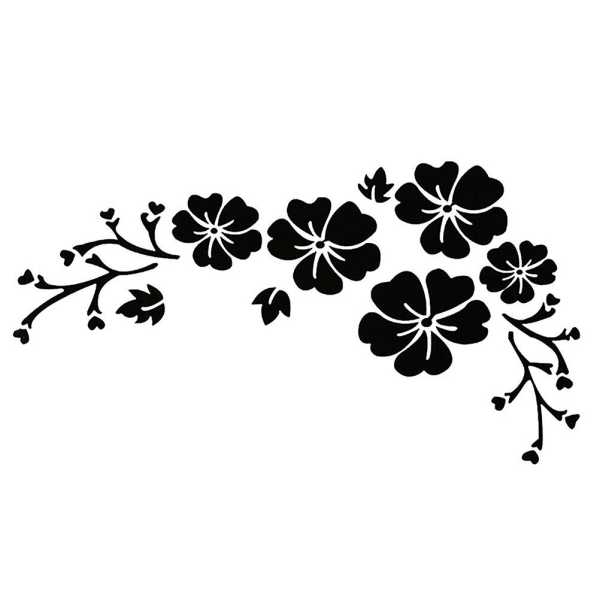 1 stk. Blomsterdekoration Bilklistermærker Chic Bilklistermærker Dekorative Karosseriklistermærker (30X14cm, Sort)