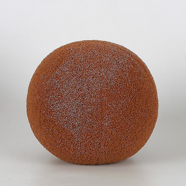 Mjuk rund ullkudde nordisk bollformad enfärgad stoppad mjuk kudde för soffa kontor midjestöd kastkudde（20cm，Karamell）
