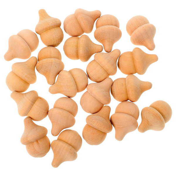 20-pakke ubehandlede tredukke-eikenøtter til DIY-håndverk, tredukke-eikenøtter til hjemmedekorasjon (2,5 x 2,5 x 3,5 cm, som vist på bildet)