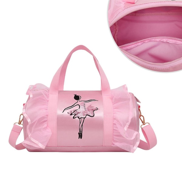 Piger Skulder Dansetaske Børne Blonde Ballet Tote Duffel Bag Messenger Bag til Ballerinaer (Pink Langt slør) (Størrelse 1, Pink)