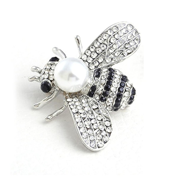 Vintage Lady Sparkling Rhinestone Bee Crystal Brosch Pin för Kvinnor, Väska Badge Lapel Smycken（Silver）