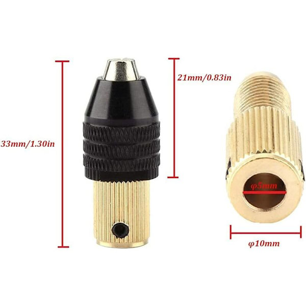 Mini nyckellös chuck, 0,3-3,4 mm (5 mm hål) spännskapacitet Mini borrchuck, hylsa Mini elektrisk borrtillbehör, för motoraxel
