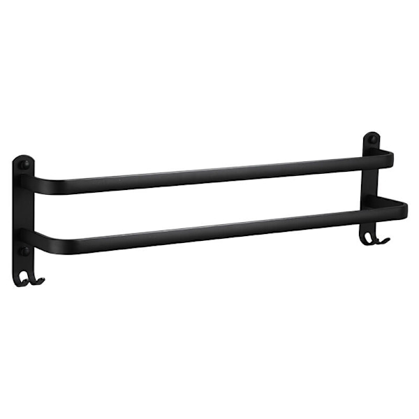 Rea 40cm väggmonterad rymd aluminium handdukshängare klädhängare arrangör badrumstillbehör dubbel matt svart finish (mått: 40cm)