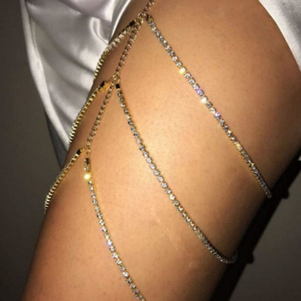 Boho Lagdelt Benkæde Krystal Krop Kæde Sexet Mave Bryst Strømper Strand Natklub Modetalje Liv Krop Tilbehør Smykker Egnet til Damer og Piger