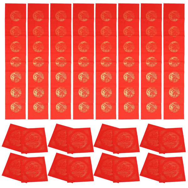 1 set rött rispapper DIY parkopplingspapper, sju-tecken parkopplingspapper, välsignelsepapper (160X28cm, rött)