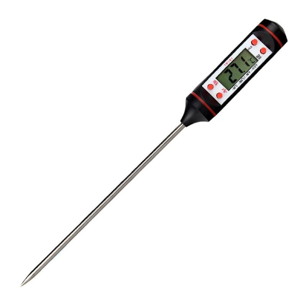 FlkwoH Digital mattermometer för mat, hopfällbar snabbavläsning BBQ kötttermometer (svart)