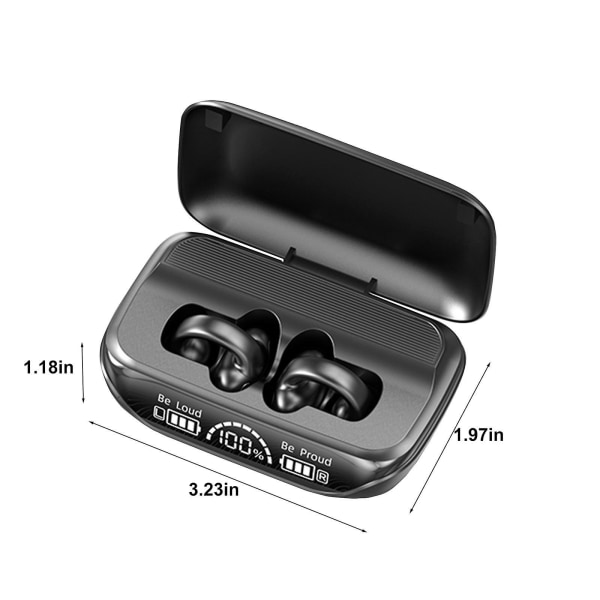Bluetooth-hörlurar 5.3 Hög ljudkvalitet Clip On Örontyp, Långvarig och ingen smärta, Superlång räckvidd, Universell för sport（Svart）