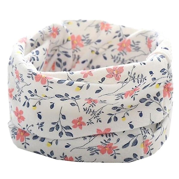 Vår/höst/vinter Bufandas Bomull Lic Baby Lovely O Ring Scarf vit blomma