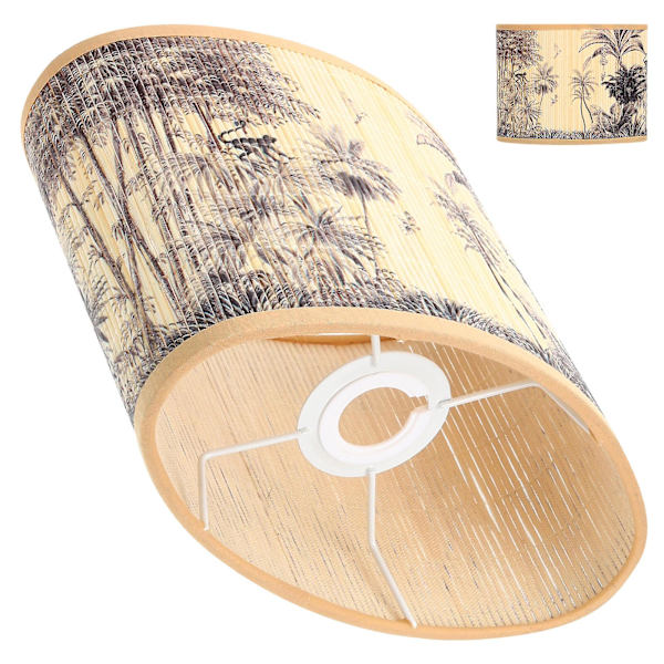 Oval lampskärm i bambu, ersättning för skrivbordslampa (23x18 cm, mörkgrå)