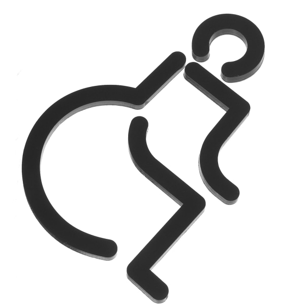 Funksjonshemmet logo dusjdørdekal Baderom funksjonshemmet dørlogo deaktivert Rullestollogotoalett (14X9,5 cm, svart)