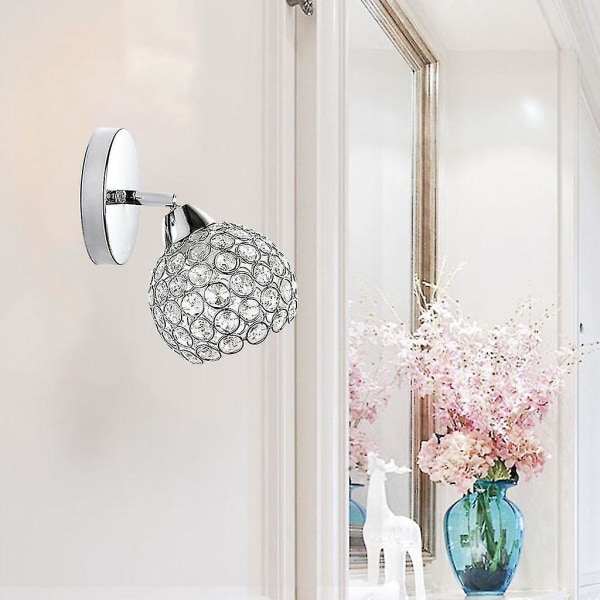 1/2/3 Elegant Krystal Glasvæglampe Til Soveværelse Gang E27 Lampe（1 Stk）
