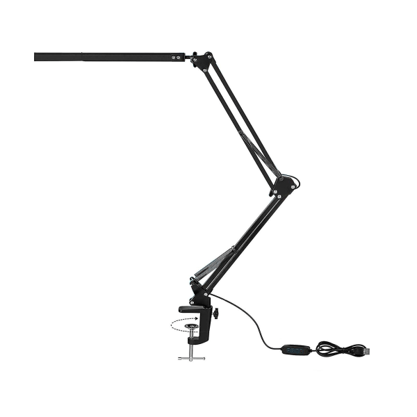 LED-bordslampa med klämma 3-färgs arkitektlampa med svängbar kontorsbord (svart)