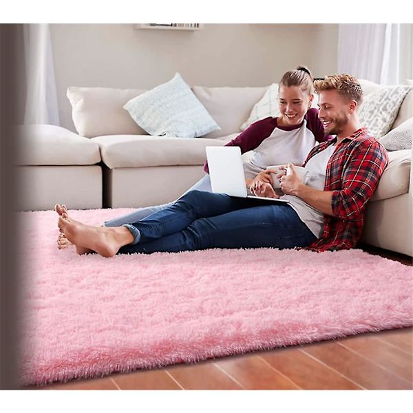 Modern mjuk fluffig vardagsrumsmatta lämplig för barnrum sovrumsinredning sovrumsinredning ultra mjuka mattor (rosa, 80x160cm)