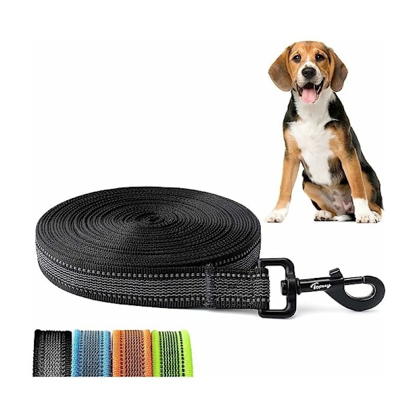 Hundkoppel, 10m hundkoppel med handtag och förvaringsväska Lång hundlina, gummerad långlina, halkfri och robust för små till stora hundar