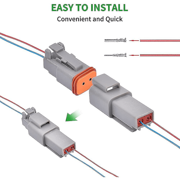 Elektrisk ledningsforbindelsesstik 8 sæt 2-polet 16-20awg vandtæt forseglet auto grå han og hun Te（grå）