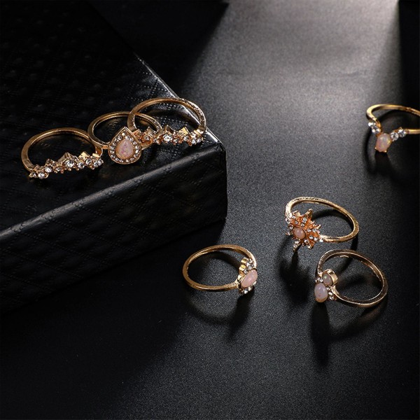 2023 Nyt opgraderet 16-dele vintage ringsæt til kvinder piger, grænseoverskridende diamantbesat krone Vanddråbeformet retro stil ledringesæt