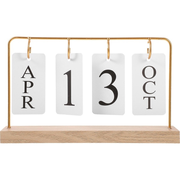 Puinen työpöytä ikuinen kalenteri suunnittelija viikko päivämäärä näyttö kalenteri toimiston pöytäkoristelu (26.90X15.90X4.90CM, kulta)