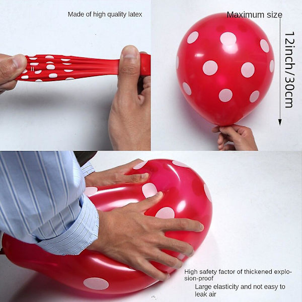 Polka Dot-ballonger, 12-tums latexballonger, blandade färger, perfekta för dekoration av födelsedagsfester, julfester och festtillbehör (färgblandning)