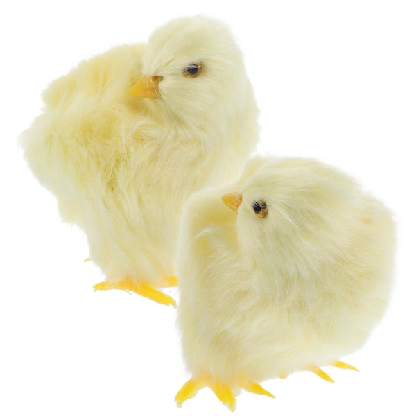 2-pakning med simulert kyllingmodell påskekylling plysj leketøy realistisk plysj kyllingleketøy (9X6.5X6.5CM, lys gul 3)