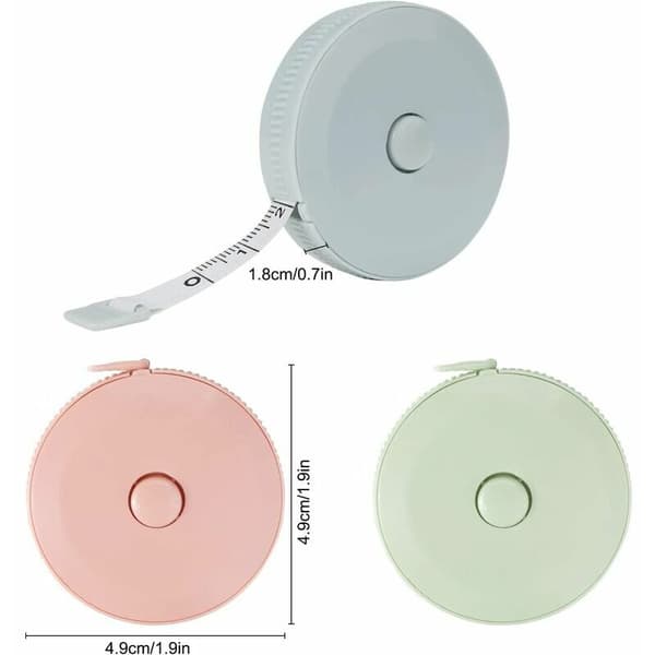 Set med 3 infällbara måttband för kroppen - 150 cm