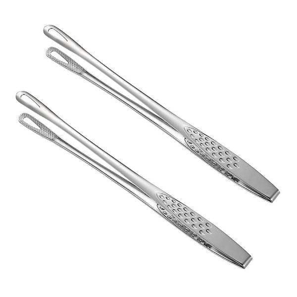 2 st rostfria matpincetter japanska grillpincetter kök fisk stekpincetter (24,4x1,5x1,5cm, silver)
