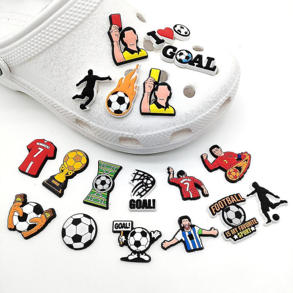 18 Stk Fodbold Fodbold Sko Charms, Croc Clog Sko Dekoration Til Børn Voksne