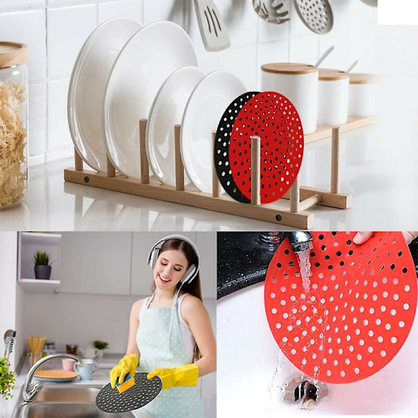 FlkwoH Återanvändbara Air Fryer-foder Non-Stick Silikon Fyrkantig/Rund Korgmatta