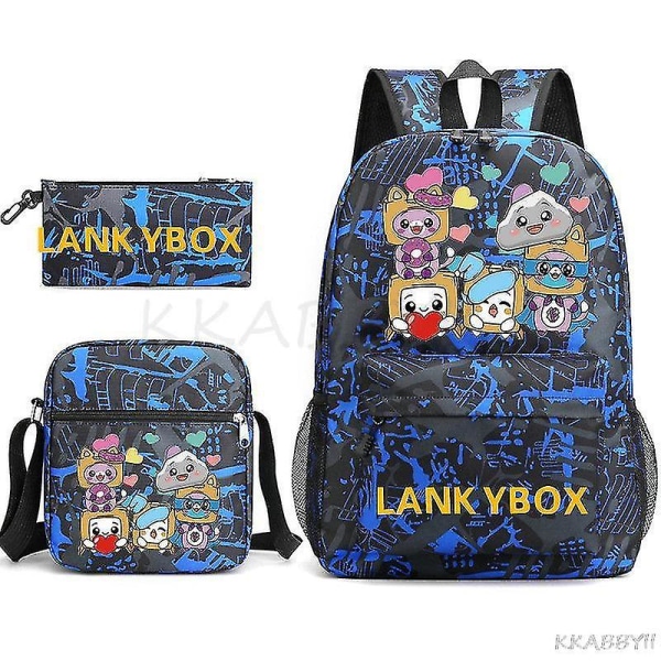 Lankybox Skolesekk Tegneserie Skuldervesker Casual Canvas Bag Student Laptop Mochilas（bilde farge）