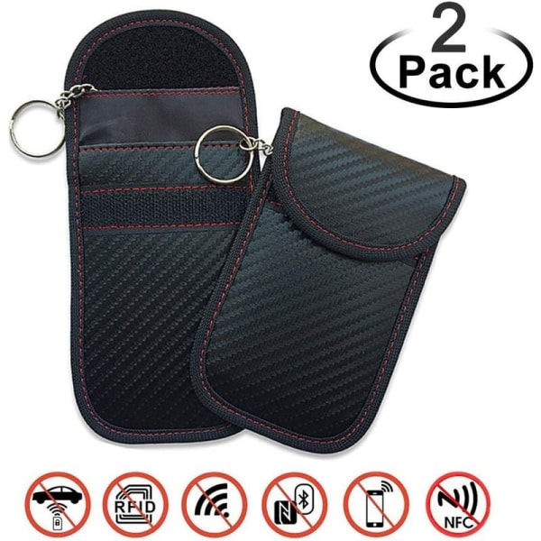 Nyckellöst skydd för bilnycklar [2-pack], fjärrnyckelskyddspåse, strålskyddspåse för att blockera RFID, NFC, automatisk blockerare