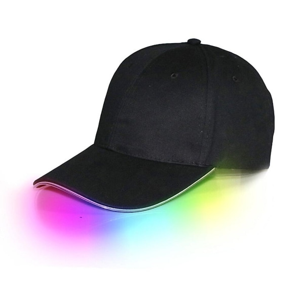 Ultra Bright LED Light Up Unisex Baseball Cap 3 Modes Glowing Hat（Svart）