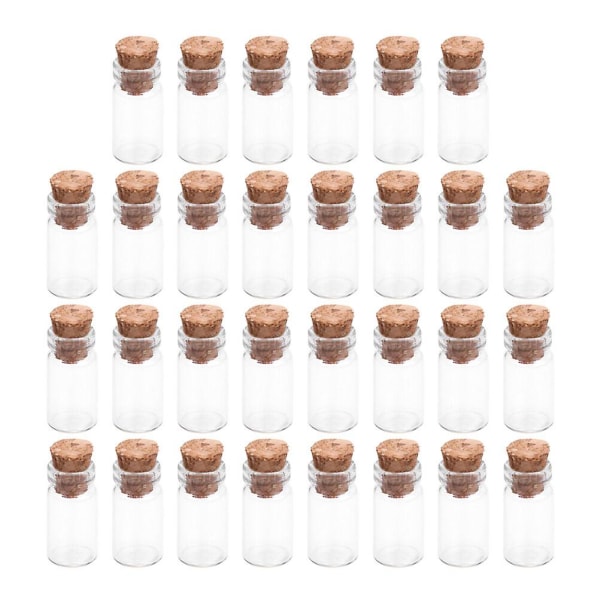 30-delers mini glassflaske liten korkflaske i glass Gjør-det-selv-fest ønskeflaske (2.20X1.00X1.00CM, gjennomsiktig)