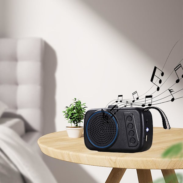 Trådlös Bluetooth-högtalare, utomhuskortinsättning, subwoofer, minidator, bärbart solsystem, lätt att bära för hand（Blå）
