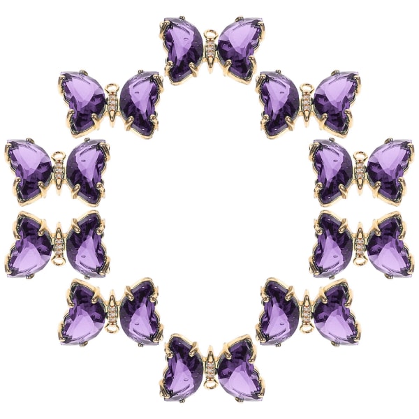 10-osainen kristallilasiperhosriipus Perhosriipus kaulakorun tekoriipus (2x1,5 cm, violetti)