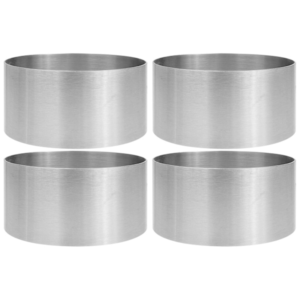 4-pack kakform kakform mousseform hushållsbakning rund rostfri form (10.00X10.00X5.00CM, silver)