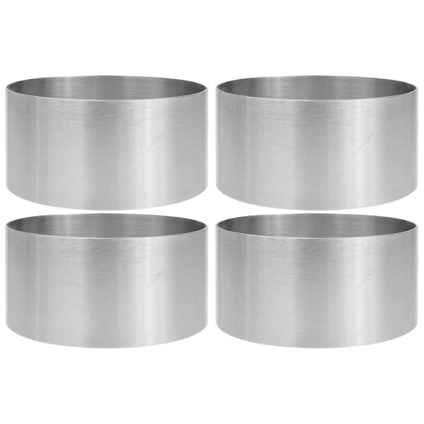 4-pakning kakeform kakeform mousseform husholdningsbakning rund rustfritt stålform (10.00X10.00X5.00CM, sølv)