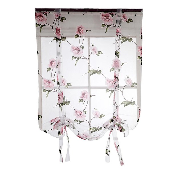 Blomstrede romerske gardiner gennemsigtige gardiner stue altan soveværelse persienner 1,4 x 1,6 m (rosa) (størrelse 4, rosa)