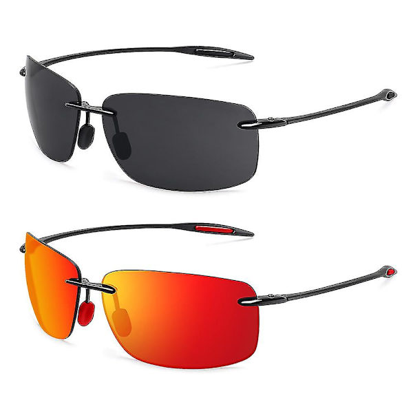 Matrix Classic Sports Kehyksettömät Aurinkolasit Miehet Oranssit Miehet Ajo Suorakulmio Ultralight Kehys Aurinkolasit Uv400 Mj8009_cc（C9 Punainen ja Ruskea）
