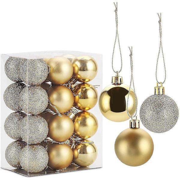 Gobesty 24-pack krossäkra julgranskulor hängande julgransprydnad (guld)