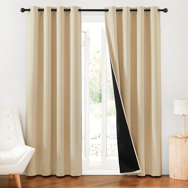 Blackout-gardiner, fullstendig lysblokkering og trekkblokkering, for soveromsvinduer, beige, 52\"W x 84\"L